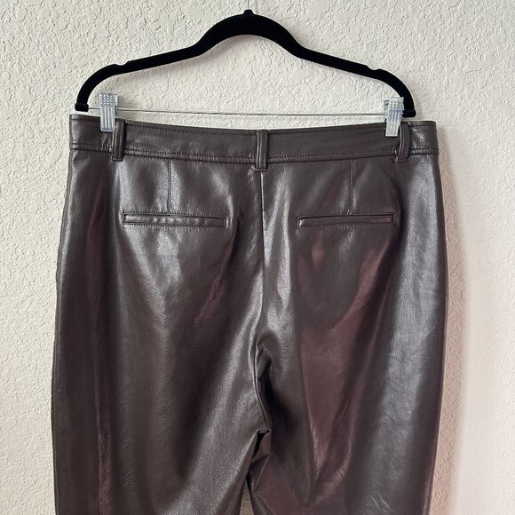 Aritzia Babaton Dark Brown Command Pant Mid-rise Vegan Leather Pants - Picture 6 of 13